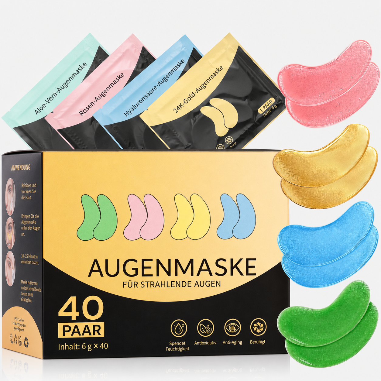 Augenpads – 40 Paare, 4 Sorten