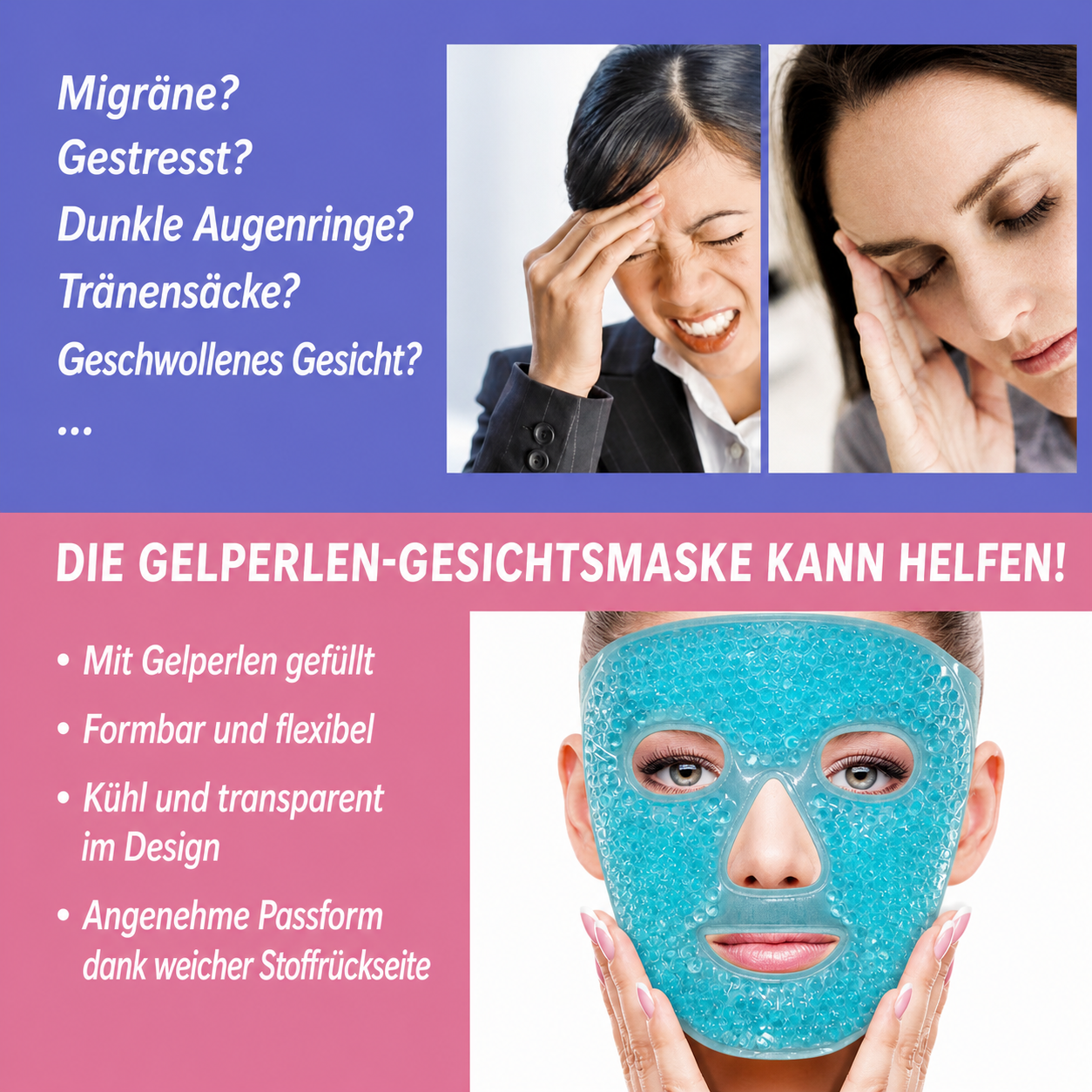 Gelperlen-Gesichtsmaske – Wärme- & Kältetherapie
